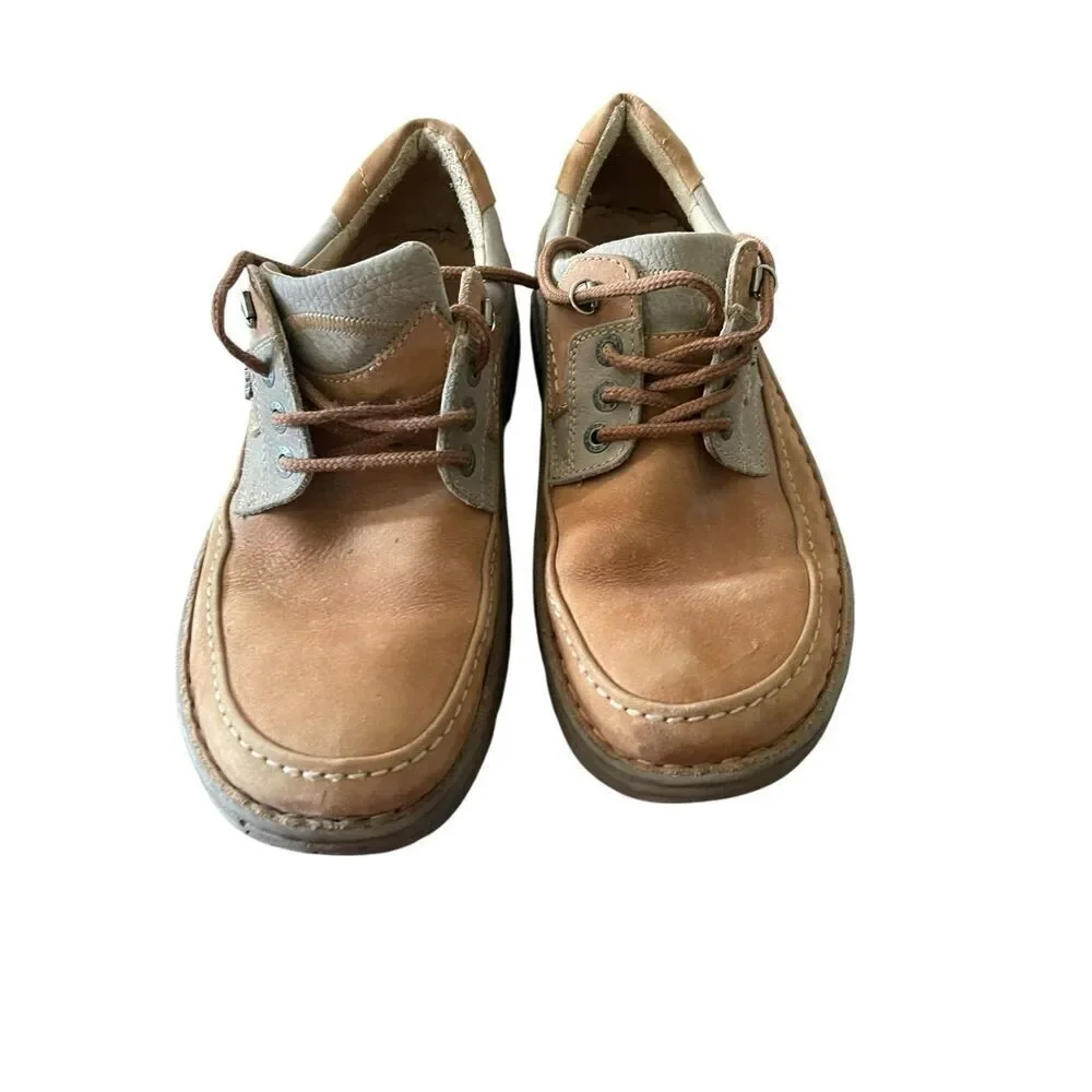 Walker Flex Mens Brown Lace Up Boat Shoe Leather Loafers Size 46